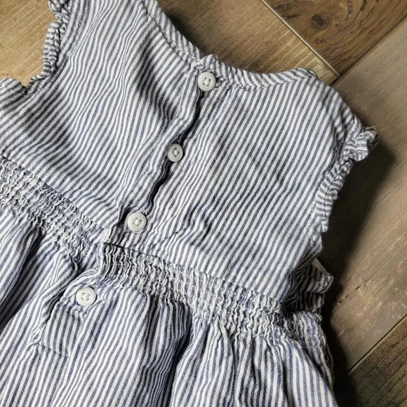 Carter's 100% Cotton Blue and White Striped Dress Baby Toddler Size 12m - Picture 6 of 8
